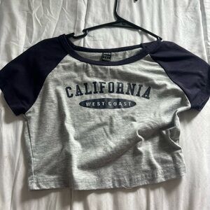 Gray and Black California Crop Top
